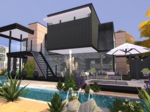 Sims 4 — Calico by Suzz86 — Modern Home featuring kitchen,dining area and livingroom 2 Bedroom 1 Bathroom 2 Office Bar