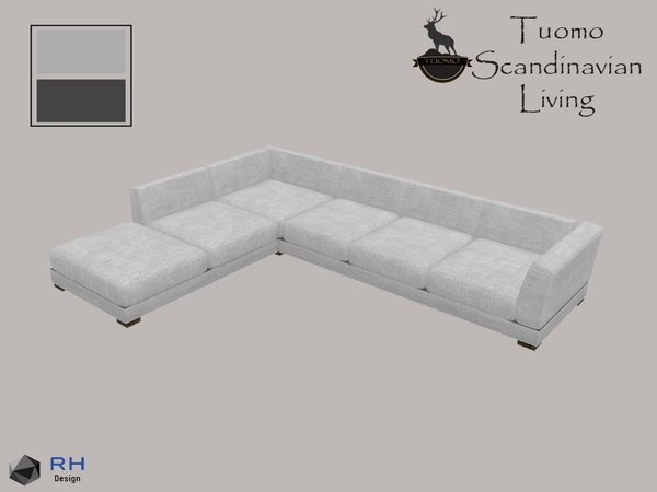Sims 4 — Tuomo Sectional Sofa by RightHearted — Scandinavian-styled L-shaped sofa with linen cushioning. Big and cozy.