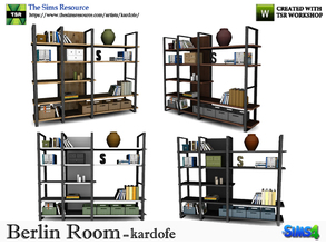 Sims 4 — kardofe_Berlin Room_Bookshelf by kardofe — Bookcase, functional, with decorative objects and some free slots for