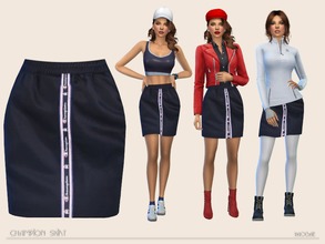 Sims 4 — ChampionSkirt by Paogae — Simple and nice sporty skirt, midnight blue only, with Champion logo on the front,