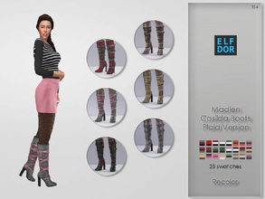 Sims 4 — Madlen Casilda Boots Plaid Recolor - Mesh needed by Elfdor — Its a standalone recolor of Madlen boots and you
