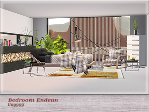 Sims 3 — Bedroom Endeun  by ung999 — This modern bedroom set includes the following 9 items: Bed Double Blanket Deco Wall