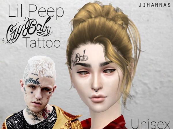 Sims 4 — Lil Peep Crybaby Tattoo by Jihannas — A face tattoo for the sims 4, for lil peep fans. This tattoo should work