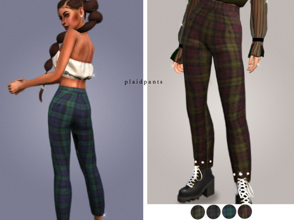 Sims 4 — p l a i d p a n t s . by cosimetics — made by cosimetics . 4 swatches . womens . teen to elder . base game