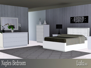 Sims 3 — Naples Bedroom  by Lulu265 — A modern minimalist bedroom set , with sleek clean lines. The padded headboard