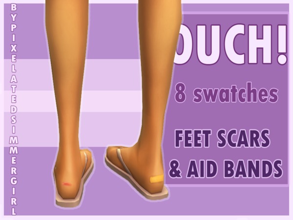 Sims 4 — OUCH! Band aids & feet scars pack by PixelatedSimmerGirl — - as skindetail - 8 swatches - Teen-elder Follow