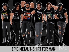 Sims 3 — [Rei] Epic Metal t-shirt for man by -Rei- — Six t-shirt for your metalhead sims! m/ The set includes: 2 Manilla