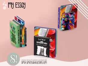 Sims 4 — My Essay Books 1 by SIMcredible! — by SIMcredibledesigns.com available at TSR 2 colors variations