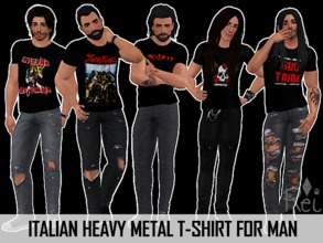 Sims 3 — [Rei] Italian Heavy Metal t-shirt for man by -Rei- — Five Italian Heavy Metal bands T-shirt for your sim: -