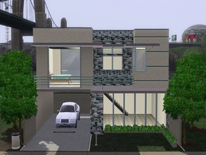 Sims 3 — Small Contemporary by Jujubee77 — One bedroom, one bathroom, office space area.