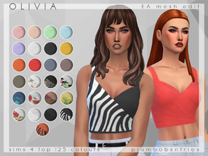 Sims 4 — PnF | Olivia by Plumbobs_n_Fries — EA Mesh Edit Crop Top Female | Teen - Elders Hot Wheater Enabled 32 Swatches