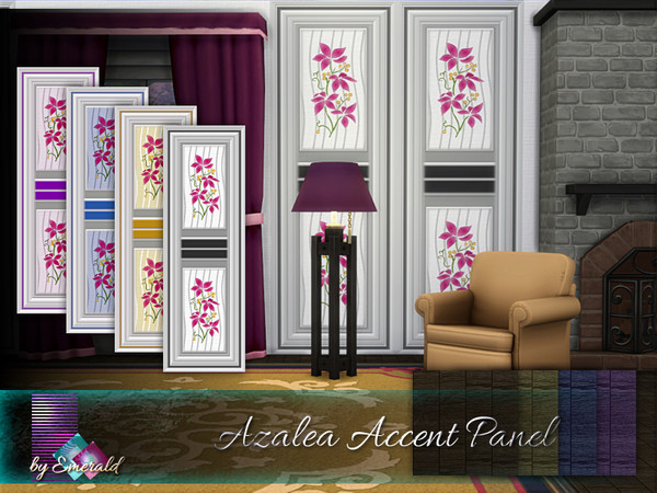 Sims 4 — Azalea Accent Panel by Emerald — Give your interior walls amazing looking Azaleas flowers and transform your