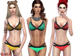 Sims 4 — Fishnet Bikini Set by RedCat — - 12 Different Colors - Swimwear, sleepwear and hot weather.