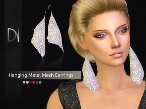 Sims 4 — Hanging Metal Mesh Earrings by DarkNighTt — Hanging Metal Mesh Earrings Have 6 colors. Hope you enjoy!