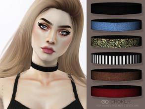 Sims 4 — GO Choker by Pralinesims — Choker in 30 colors.