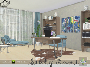 Sims 4 — Study Lumi by BuffSumm — A new Study / Office for your Sims... Clean structure, playing with wood, colors and