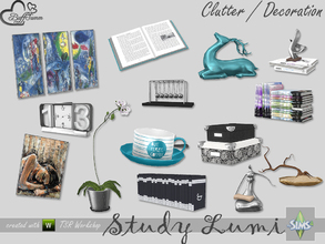 Sims 4 — Study Lumi Clutter by BuffSumm — Clutter matching the Study / Office Lumi Have fun