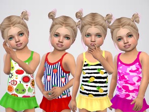 Sims 4 — Toddlers Swimsuits by SweetDreamsZzzzz — Set of 4 toddlers swimsuits You need seasons expansion pack Hair by