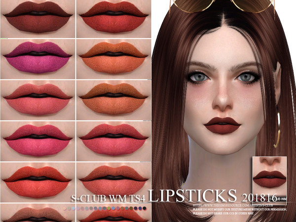 Sims 4 — S-Club WM ts4 Lipstick 201816 by S-Club — Lipstick, 20 swatches, hope you like, thank you.
