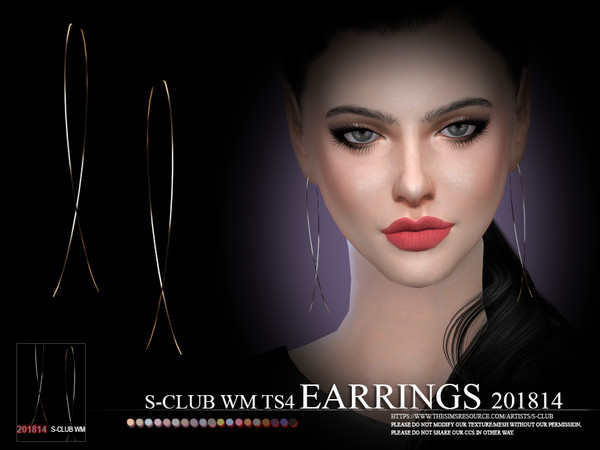 Sims 4 — S-Club ts4 WM EARRINGS F 201814 by S-Club — Earrings, 5 swatches, hope you like, thank you.