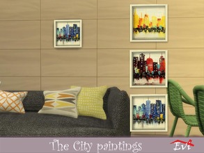 Sims 4 — The City paintings by evi — A variety of three colorful paintings