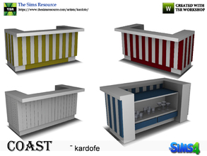Sims 4 — kardofe_Coast_Bar2 by kardofe — Bar of wooden slats bar in four color options 