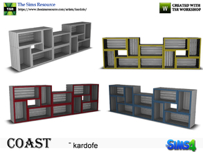 Sims 4 — kardofe_Coast_Shelving2 by kardofe — Shelving built with boxes of fruit in four wood options, also works as a