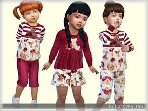 Sims 4 — Set of Clothes  by bukovka — A set of clothes for the little girls. Includes 3 items: a sweater, breeches and a