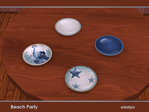 Sims 4 — Beach Party. Plate by soloriya — One decorative plate. Part of Beach Party set. 4 color variations. Category: