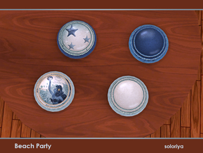 Sims 4 — Beach Party. Two Plates on a Tray by soloriya — Two decorative plates on a tray in one mesh. Part of Beach Party