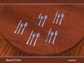 Sims 4 — Beach Party. Knife and Two Spoons by soloriya — Decorative knife and two spoons in one mesh. Part of Beach Party