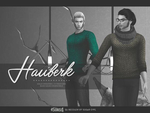 Sims 4 — Hauberk sweaters by sugar_owl — - male sweaters - EA recolor - base game compatible - 14 swatches Enjoy!