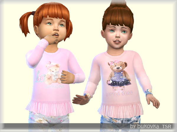 Sims 4 — Shirt Little Bear by bukovka — Shirt for girls Toddler. New mesh mine included. Suitable for the base game. It