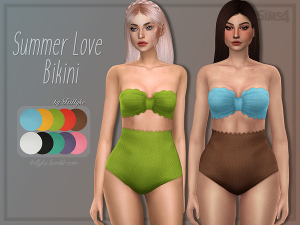 Sims 4 — Trillyke - Summer Love Bikini by Trillyke — A cute bow-like bikini top with matching scalloped high-waisted