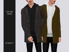 Sims 4 — Darte77 Coat and Hoodie by Darte77 — - Base game compatible - 10 swatches. Solids and tartan textures. - Teen to