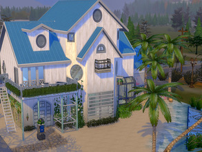 Sims 4 — Royal Beach by Sapphyra2 — Lovely beach house for a family of sims. Includes 2 full bedrooms, one kid bedroom, a