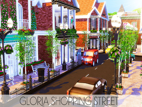Sims 4 — Gloria Shopping Street (NO CC) by MSQSIMS — An amazing place for your Sims who like to shop or have coffee with