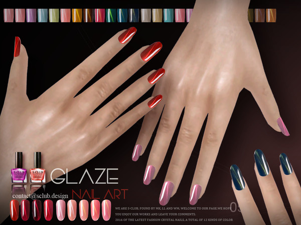 Sims 4 — S-Club ts4 LL Nails 201802 by S-Club — Nails 24colors, hope you like, thanks!