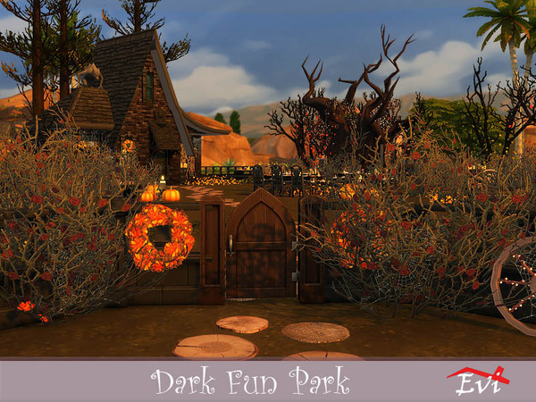 Sims 4 — Dark Fun Park by evi — The neighborhoods park ready for Halloween. Have fun!