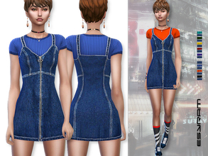 Sims 4 — Denim Dress by EsyraM — Denim Dress ~9 colors ~CAS thumbnail