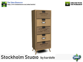 Sims 3 — kardofe_Stockholm Studio_Chest of drawers by kardofe — Wooden chest of drawers with five decorated drawers