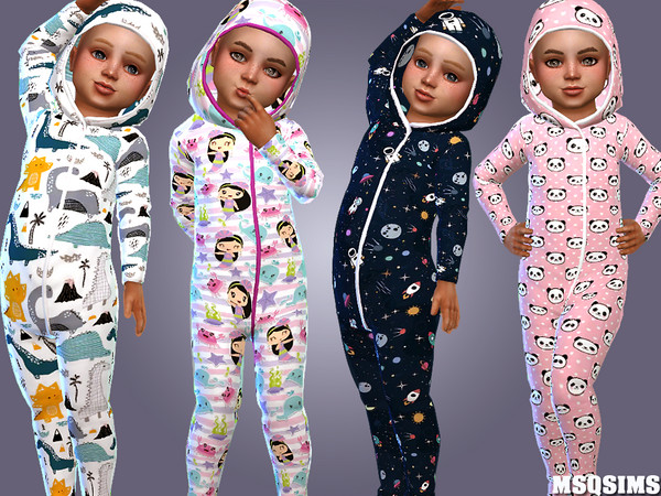 Sims 4 — Toddler Pyjama Collection 01 by MSQSIMS — - 4 Designs - For Boys and Girls - Custom Thumbnail