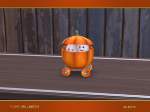 Sims 4 — Funny Halloween. Pumpkin Wagon, v2 by soloriya — Pumpkin wagon with two ghosts inside it. Part of Funny