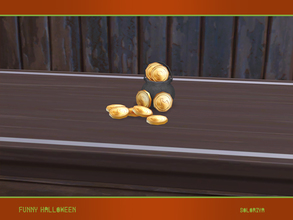 Sims 4 — Funny Halloween. Cauldron with Chocolate Gold Coins by soloriya — Small cauldron with chocolate gold coins. Part
