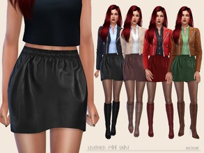 Sims 4 — LeatherMiniSkirt by Paogae — Leather mini skirt, in four colors, that our sim-girls can use and match as they