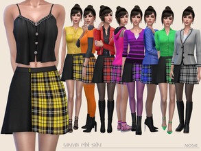 Sims 4 — TartanMiniSkirt by Paogae — Tartan mini skirt, in eight colors, that our sim-girls can use and match as they