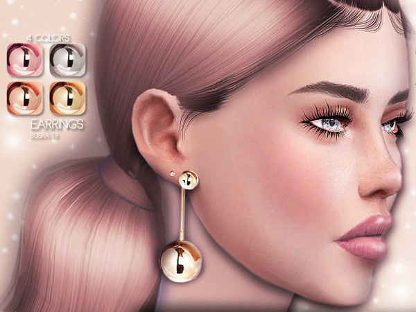 Sims 4 — Earring BE02 by busra-tr — 4 color options Adult-Elder-Teen-Young Adult For Female Custom thumbnail I hope you