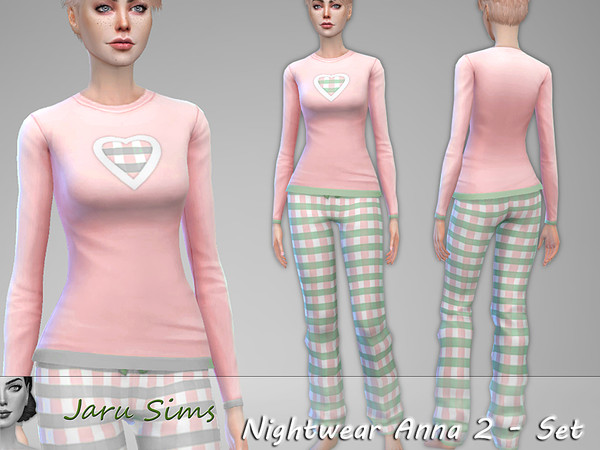 Sims 4 — Nightwear Anna 2 Set by Jaru_Sims — Base Game Mesh Recolor Set 14 swatches Teen to elder Custom thumbnail Enjoy
