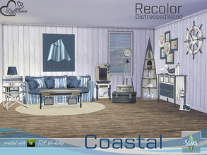 Sims 4 — Coastal Living Distressed Wood Recolor by BuffSumm — Recolor with distressed wood for the Coastal Living Room...