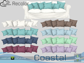 Sims 4 — Coastal Living Fine Wood Recolor Pillow Sofa by BuffSumm — Part of the *Coastal Living Set* Created by BuffSumm